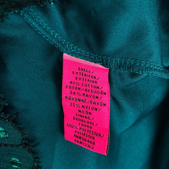 Betsey Johnson Floral Lace Cap Sleeve Dress Teal - Picture 5 of 6